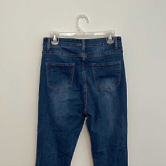 FASHION NOVA Needing Something Jeans Dark Denim Ripped High Waisted Skinny 15 16 - Picture 10 of 12